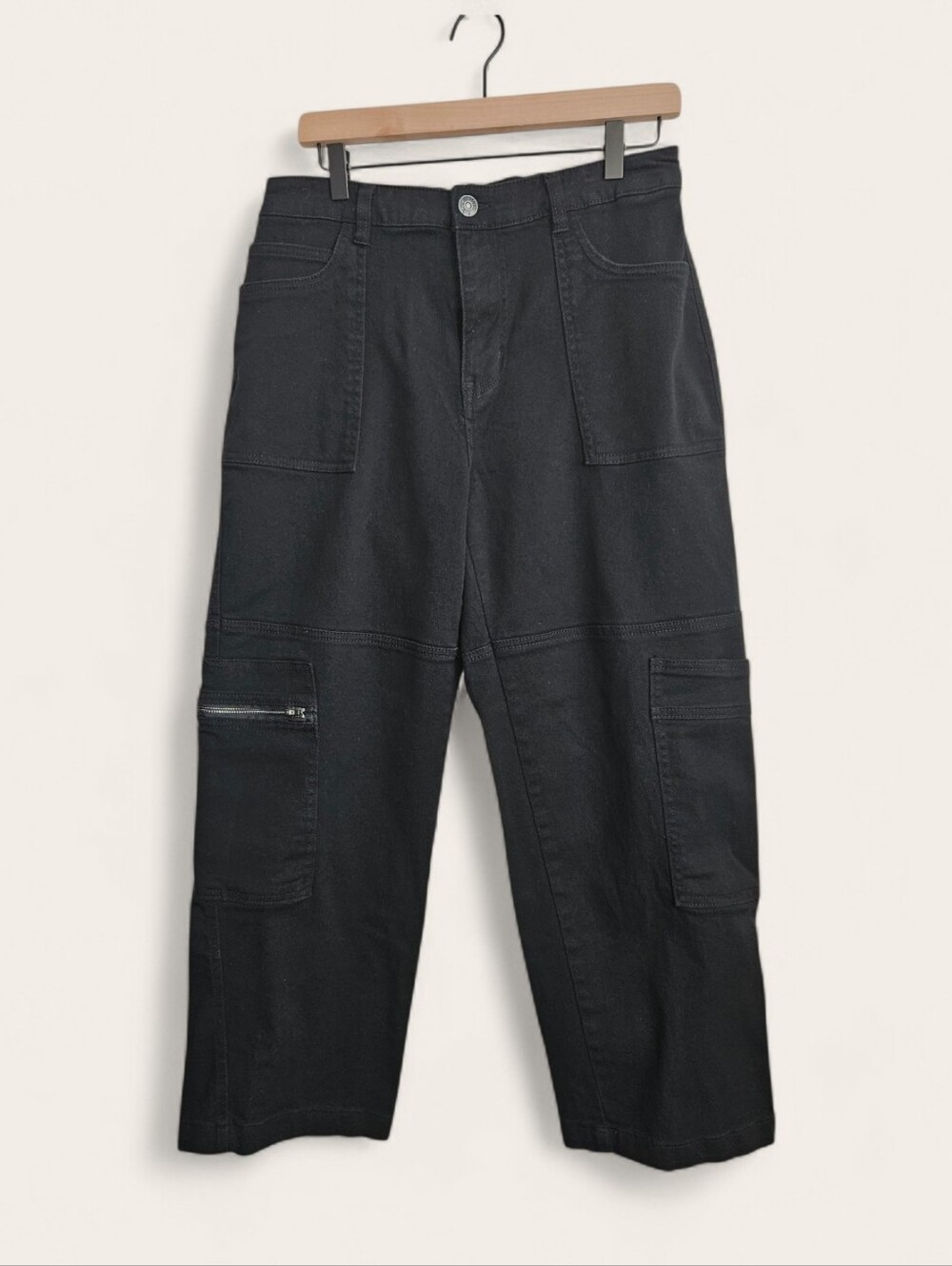 Madden NYC Black Denim Cargo Pants Size Large